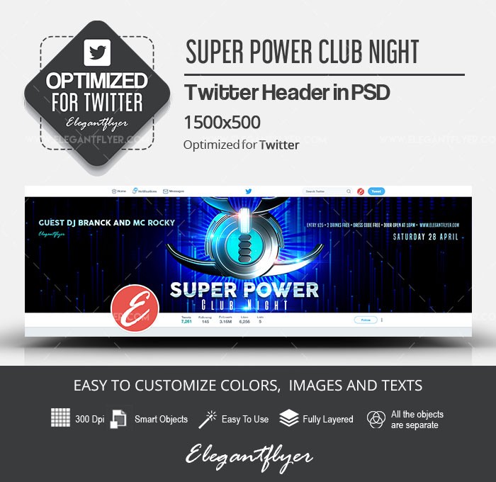Super Power Club Nacht Twitter by ElegantFlyer