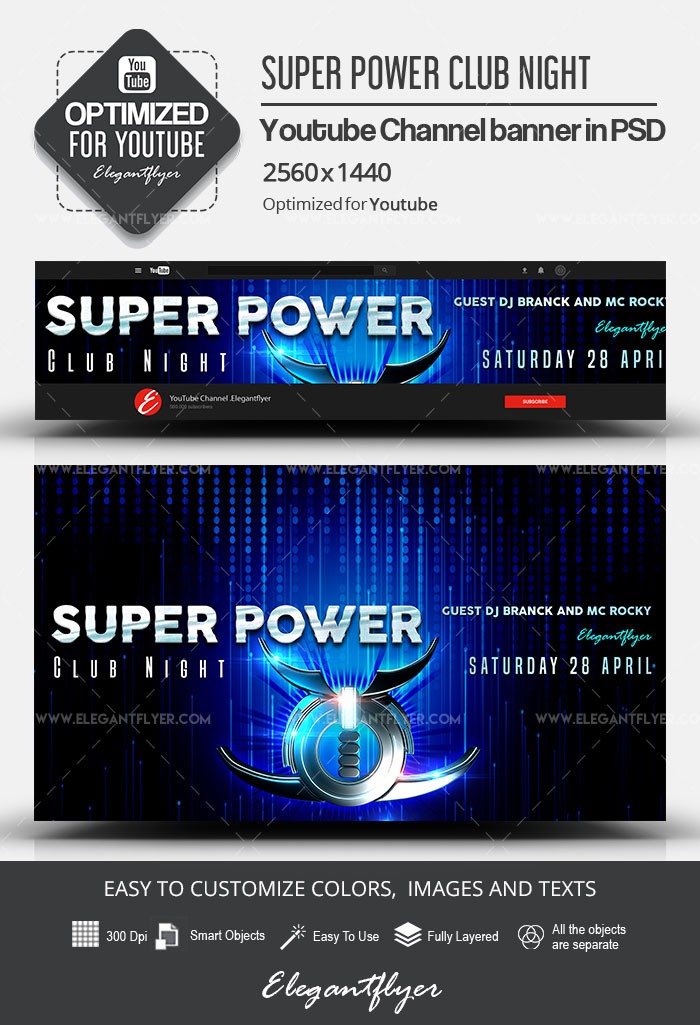 Super Power Klubowa Noc YouTube by ElegantFlyer