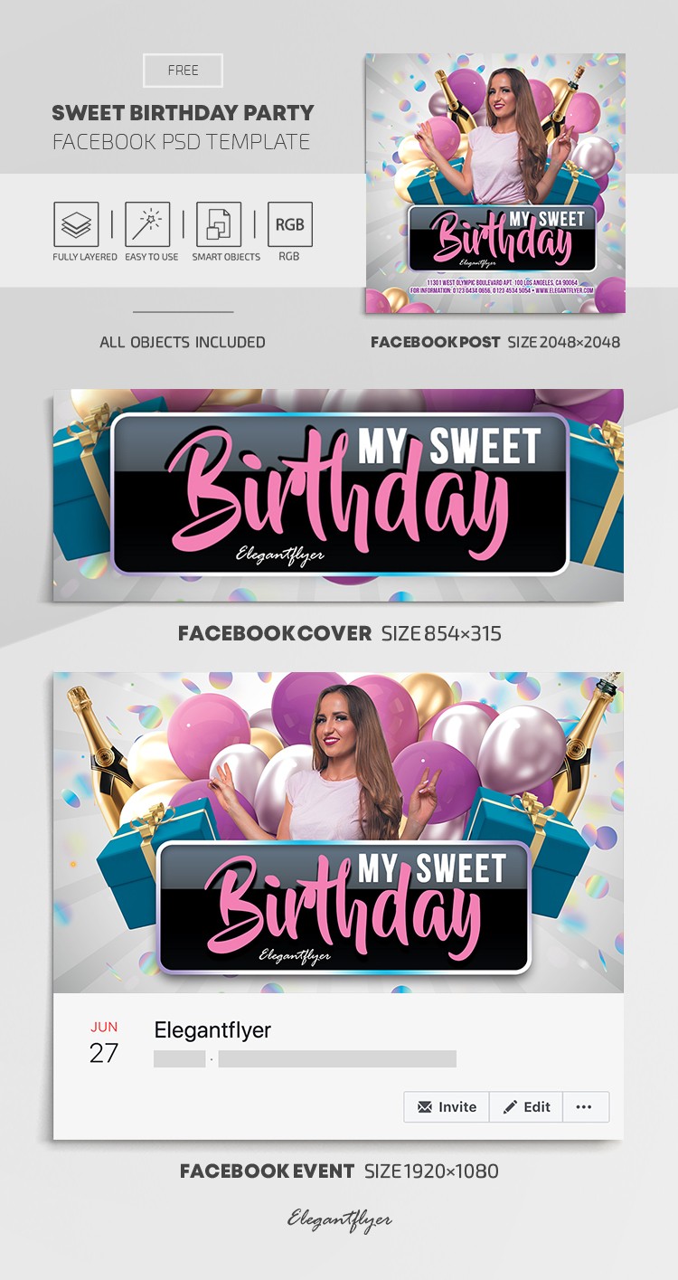 Sweet Birthday Party Facebook by ElegantFlyer
