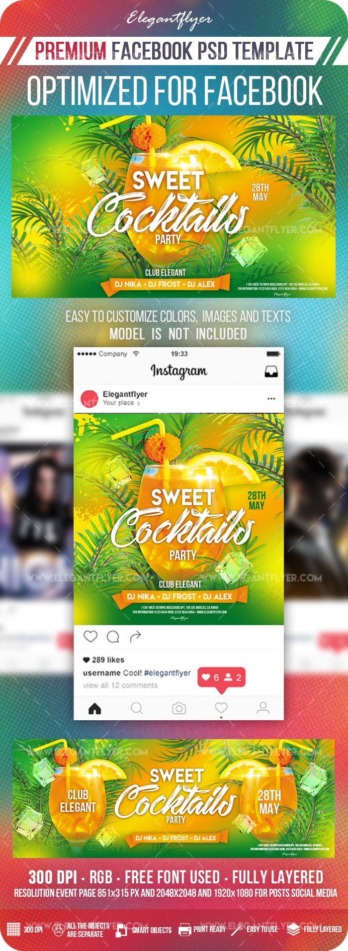 Sweet Cocktails Party Facebook by ElegantFlyer
