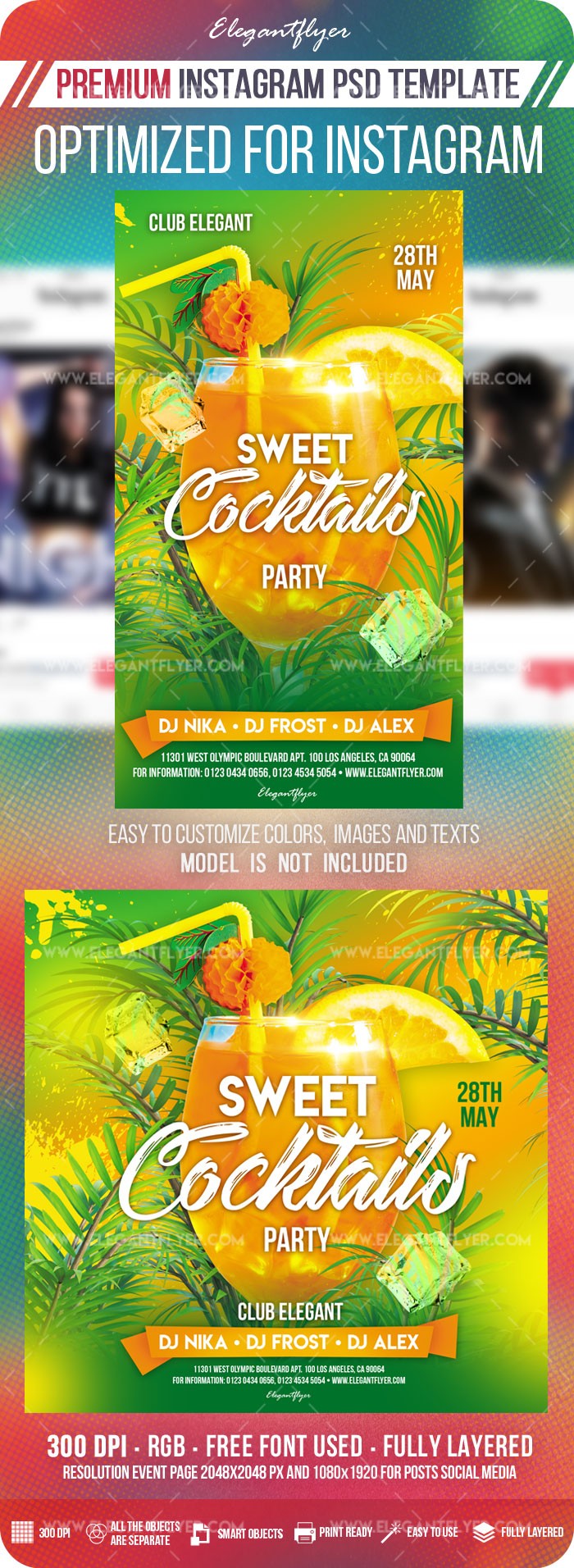 Sweet Cocktails Party Instagram by ElegantFlyer