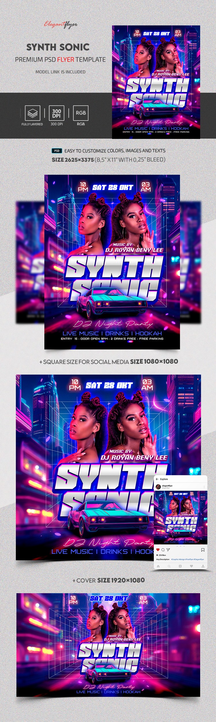 Festa del DJ Synth Sonic by ElegantFlyer