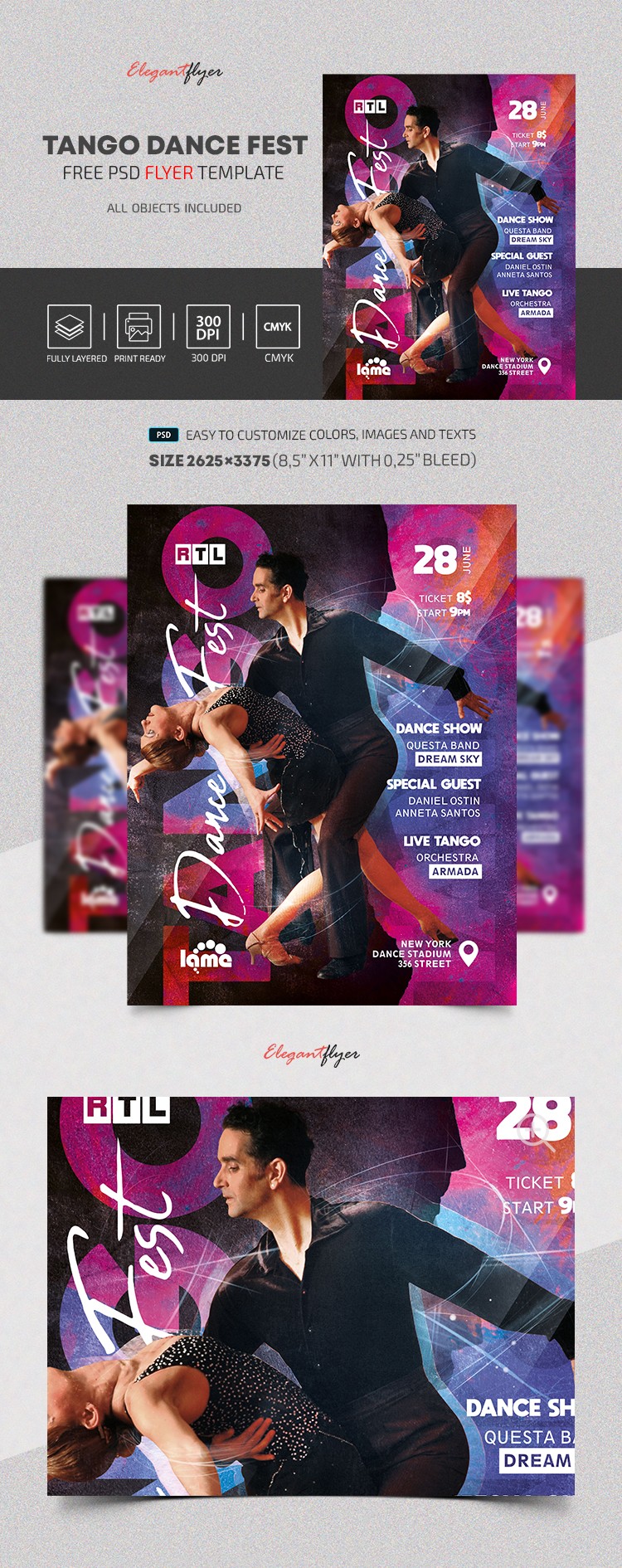 Volantino del Tango Dance Fest by ElegantFlyer