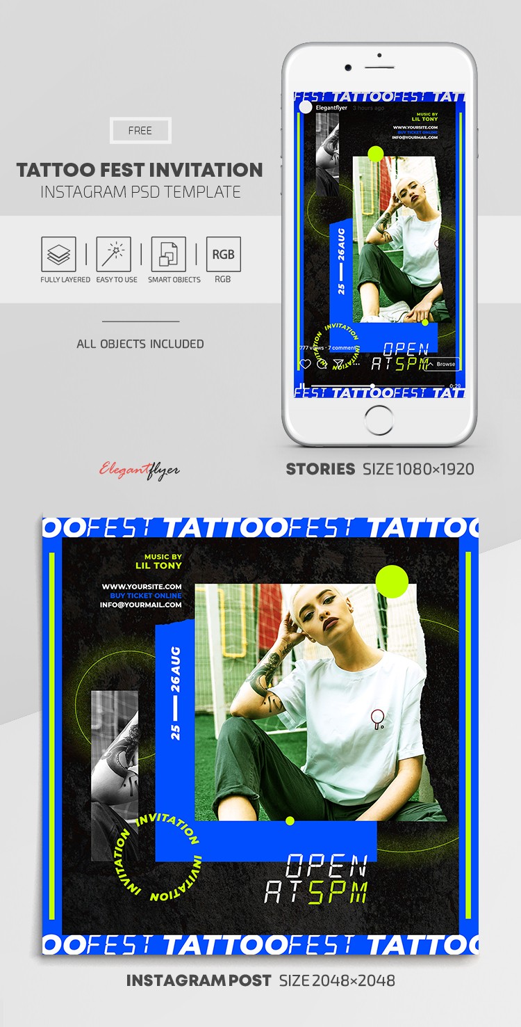Tattoo Fest Invitation Instagram by ElegantFlyer