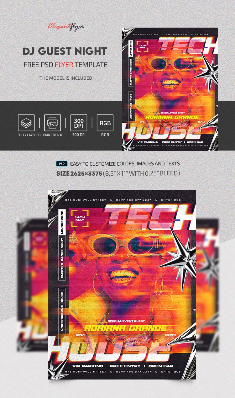 Tech House Dj Guest Night Flyer by ElegantFlyer