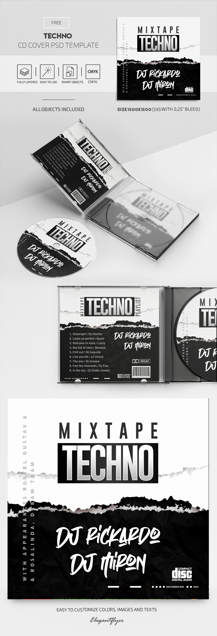 Copertina del CD Techno by ElegantFlyer