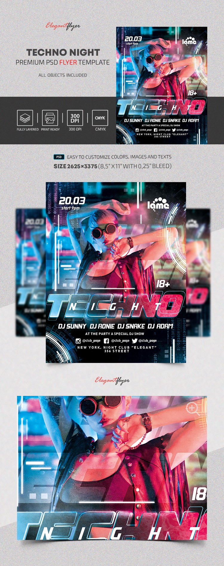 Techno Night Flyer by ElegantFlyer