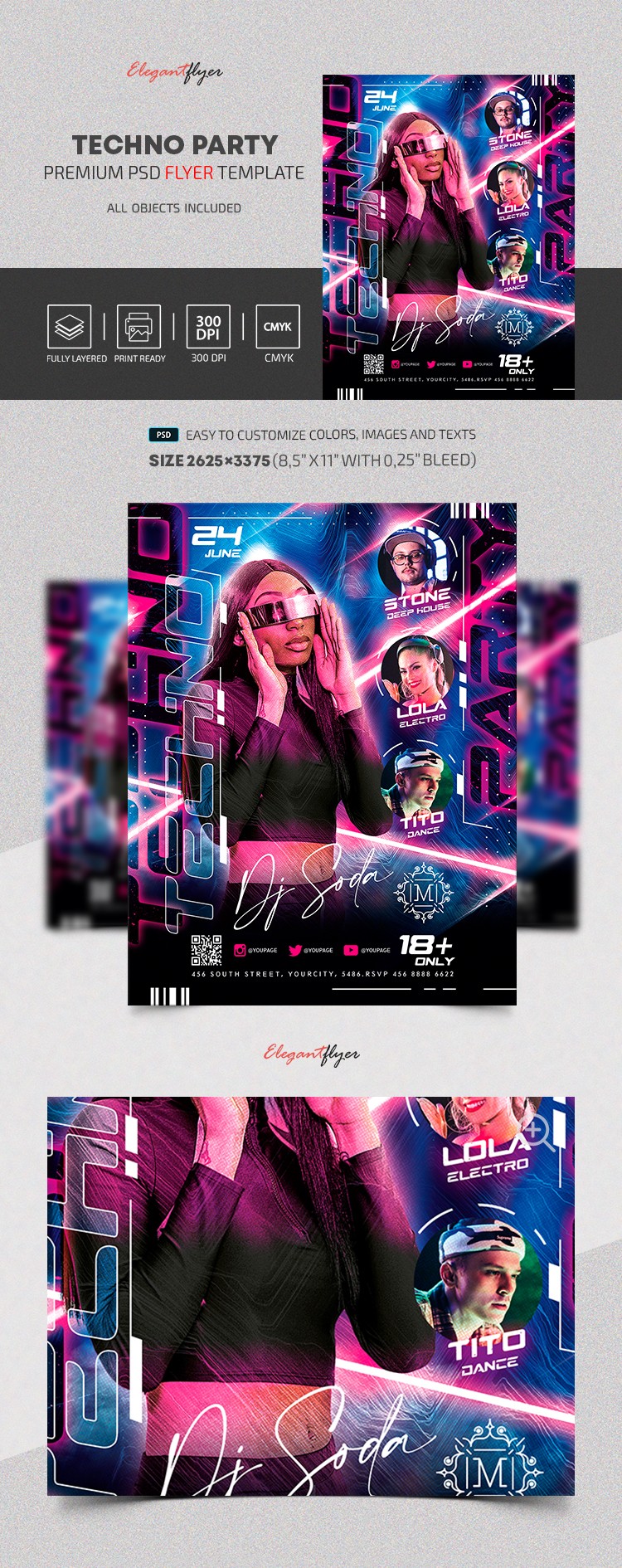 Techno Party Flyer by ElegantFlyer