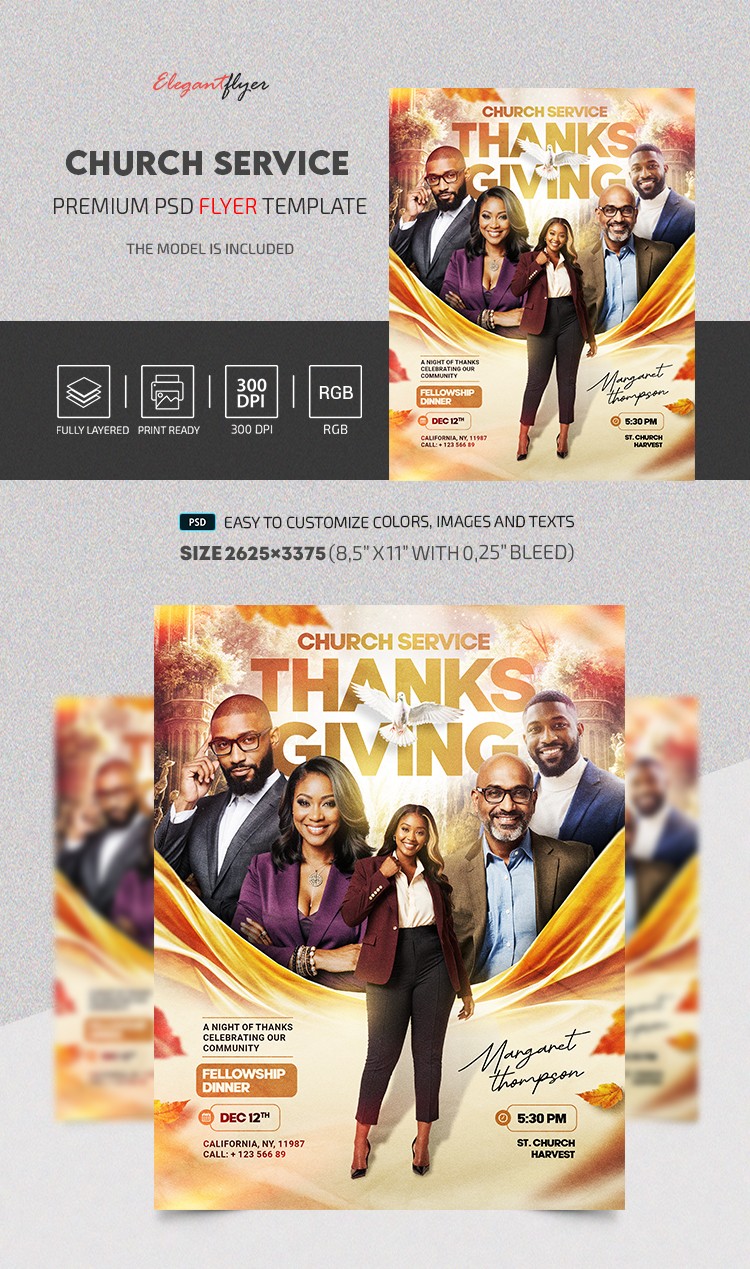 Thanksgiving Church Service Flyer by ElegantFlyer