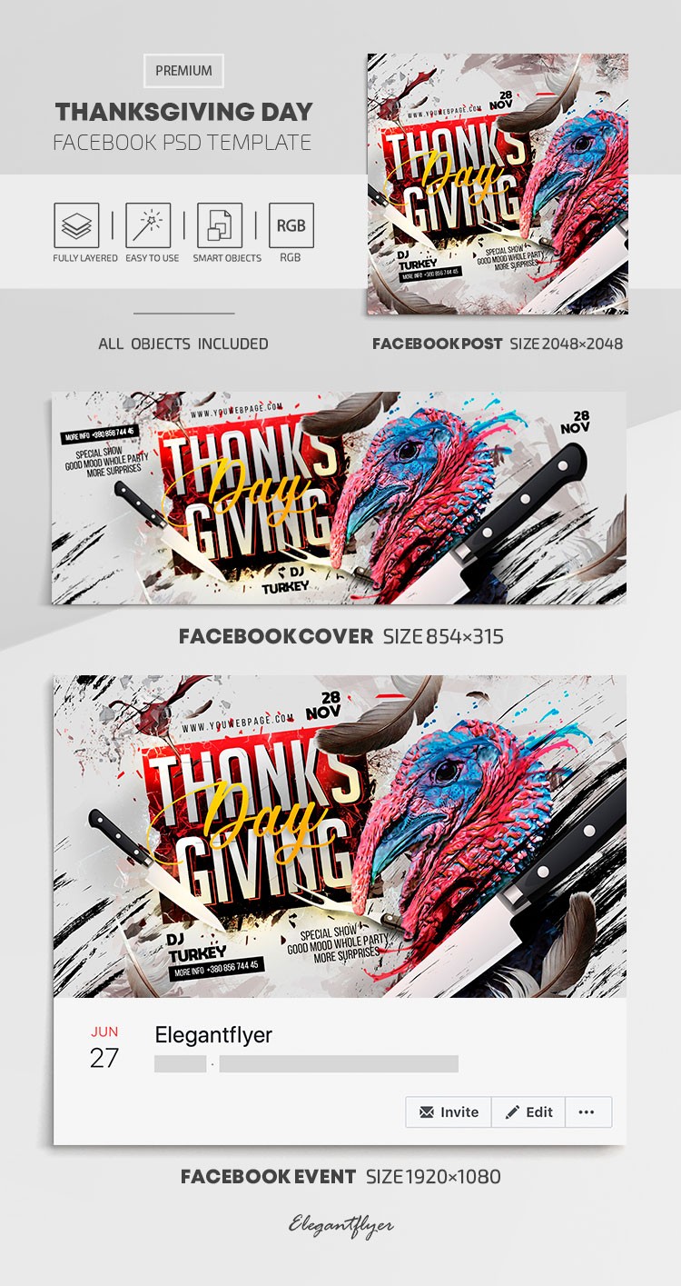 Thanksgiving Day Facebook: Erntedankfest auf Facebook. by ElegantFlyer