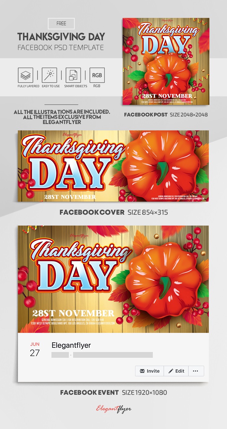 Día de Acción de Gracias en Facebook. by ElegantFlyer