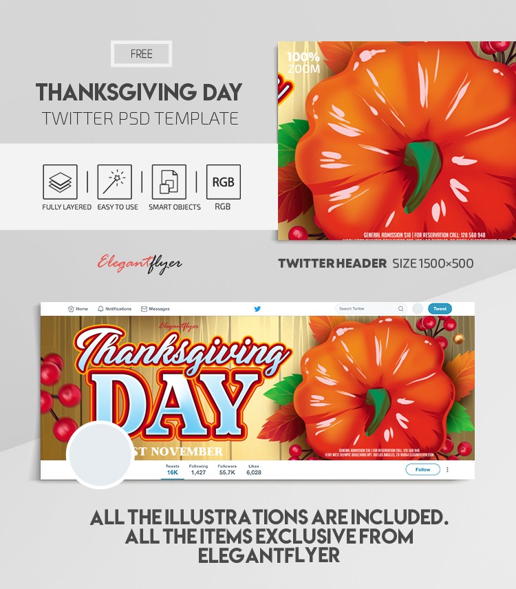 Thanksgiving Day Twitter by ElegantFlyer