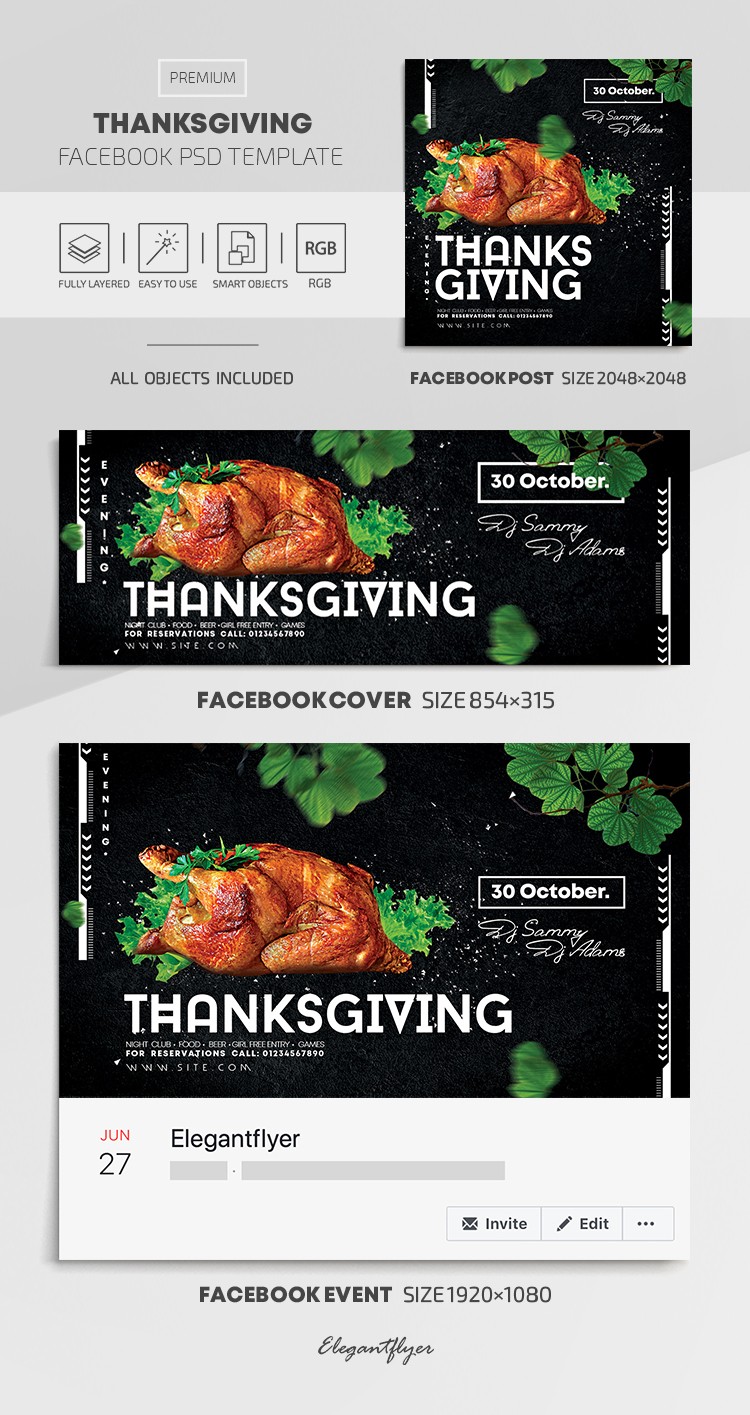 Thanksgiving Facebook by ElegantFlyer