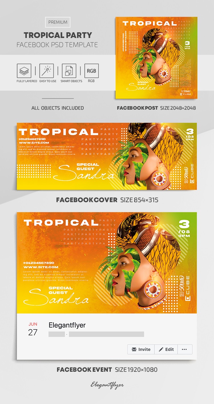Fête tropicale Facebook by ElegantFlyer
