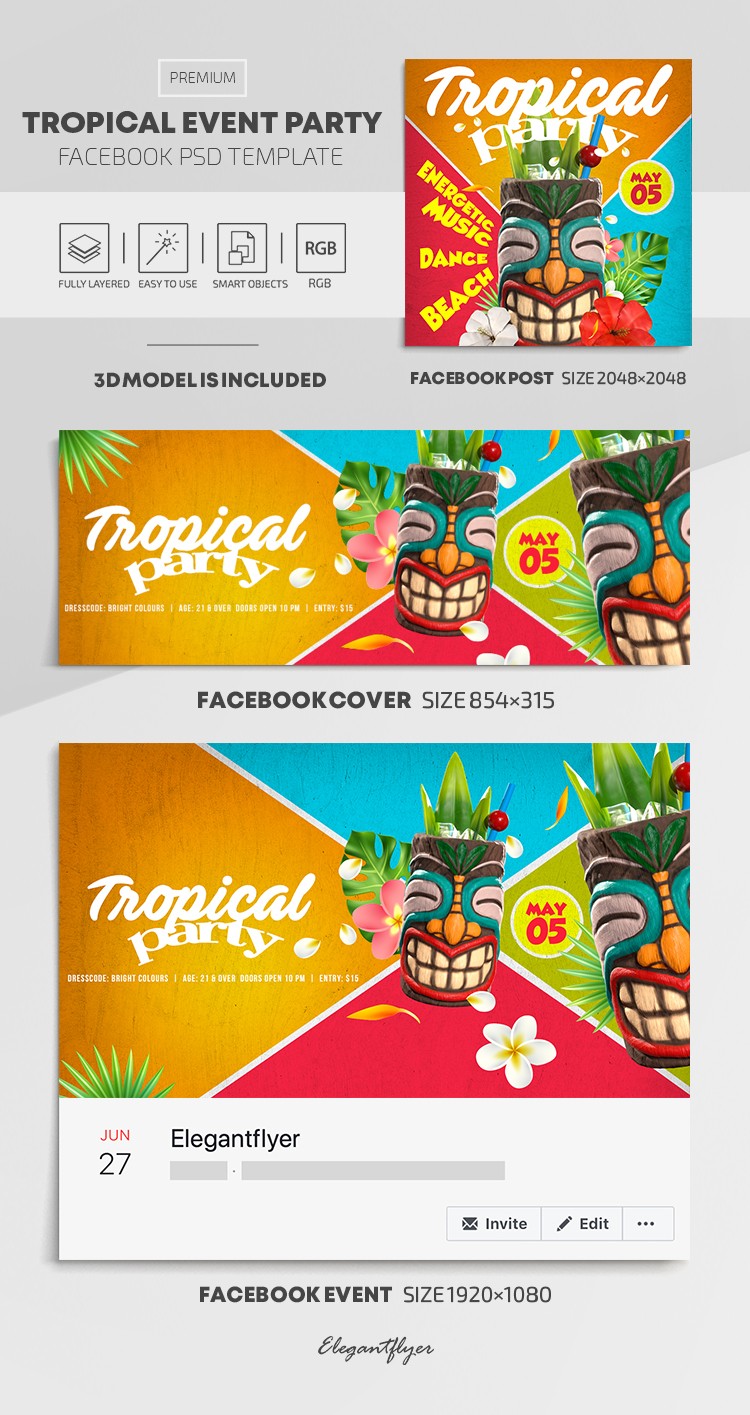 Tropical Event Party Facebook by ElegantFlyer