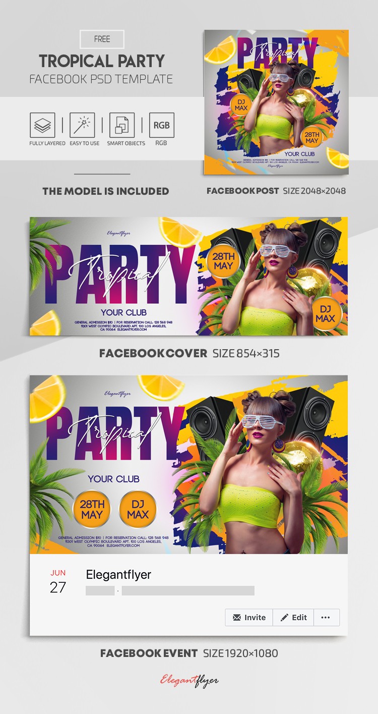 Tropical Party Facebook by ElegantFlyer