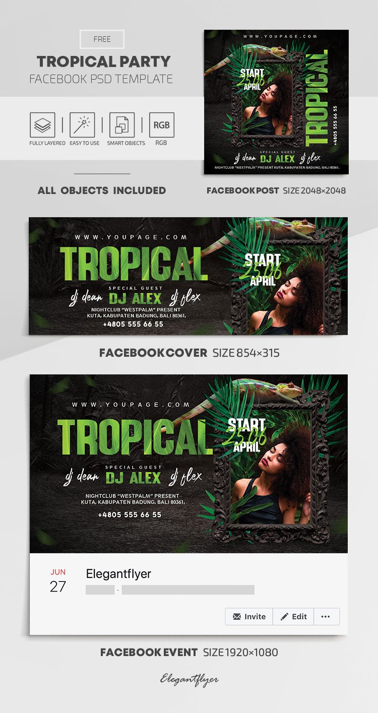 Fête tropicale Facebook by ElegantFlyer