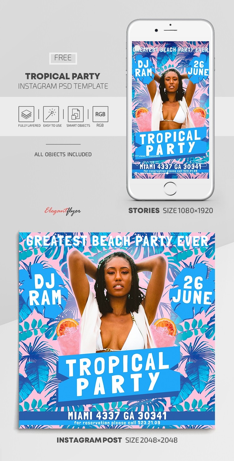 Tropical Party Instagram by ElegantFlyer