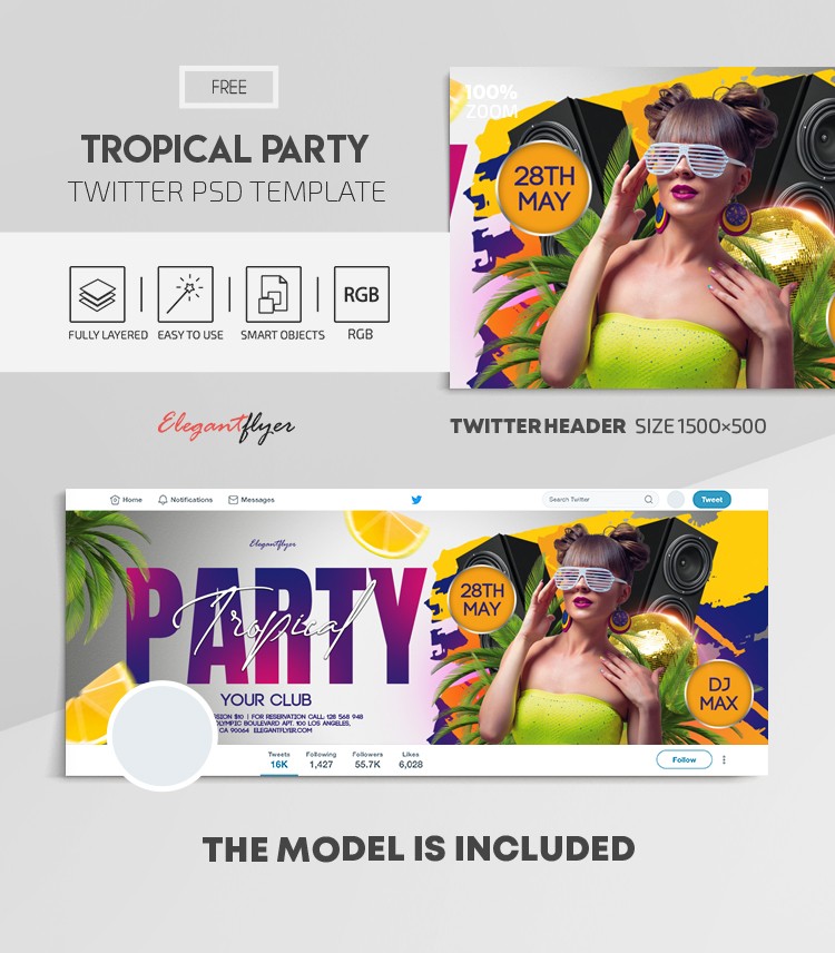 Tropische Party Twitter by ElegantFlyer