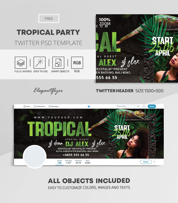 Tropical Party Twitter by ElegantFlyer