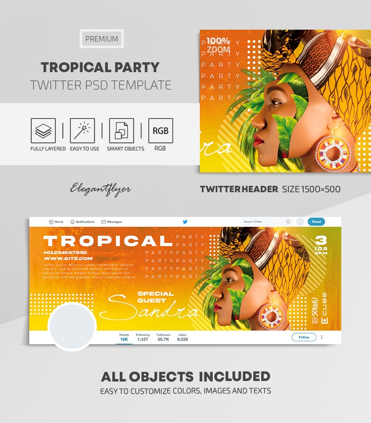 Tropische Party Twitter by ElegantFlyer