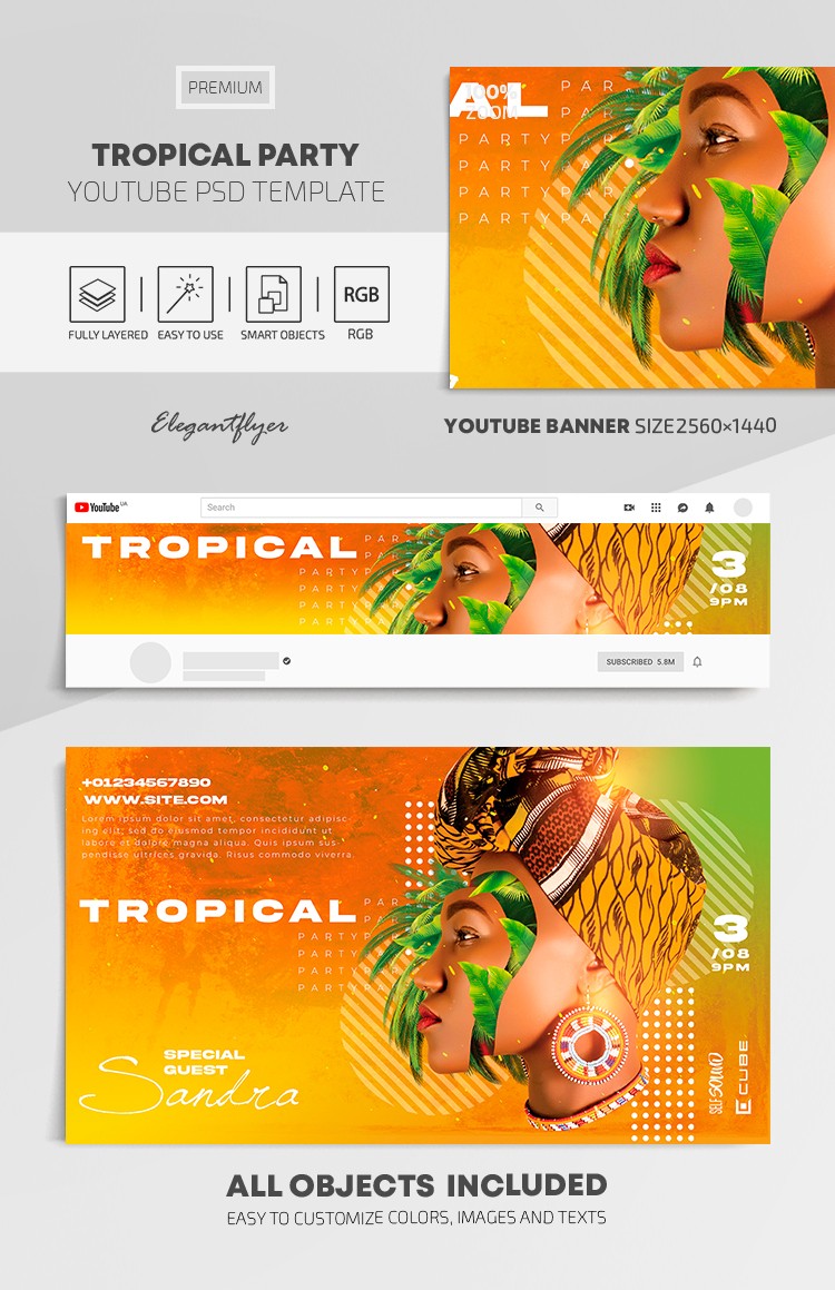 Fête tropicale Youtube by ElegantFlyer