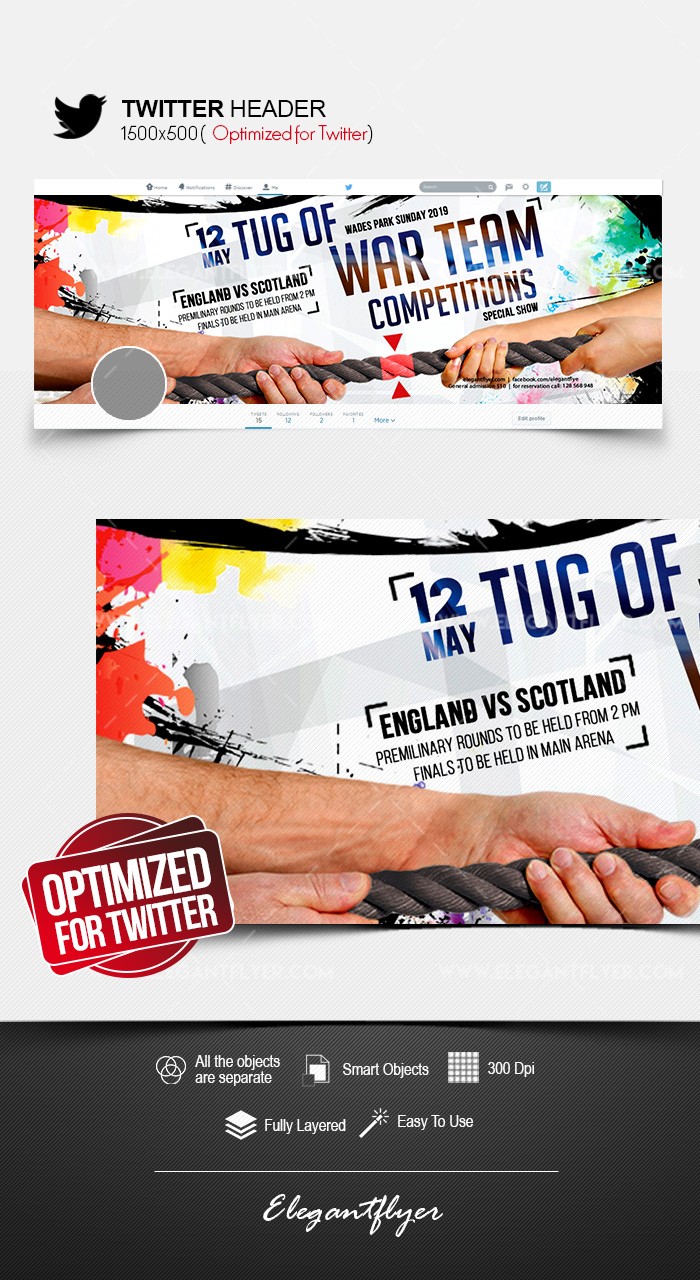 Tug of War Team Competitions Twitter by ElegantFlyer