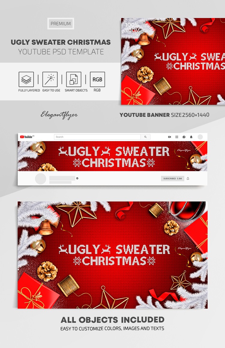 Maglione brutto Natale Youtube by ElegantFlyer