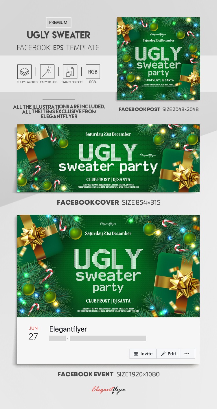 Ugly Sweater Facebook EPS by ElegantFlyer