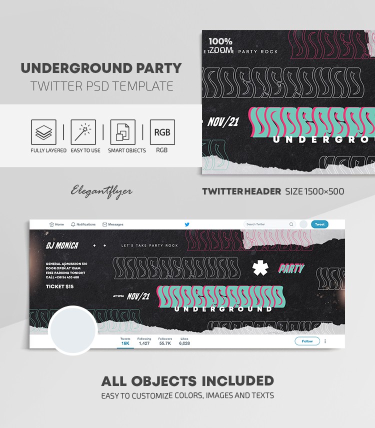 Underground Party Twitter by ElegantFlyer