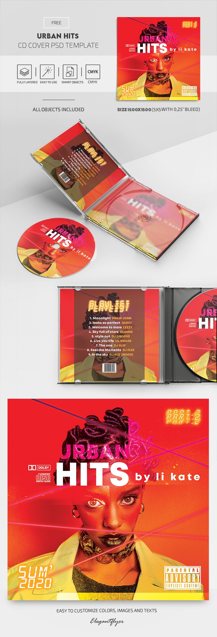 Capa do CD Urban Hits by ElegantFlyer