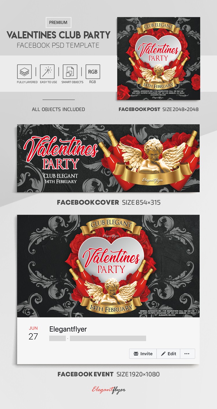 Valentines Club Party Facebook by ElegantFlyer