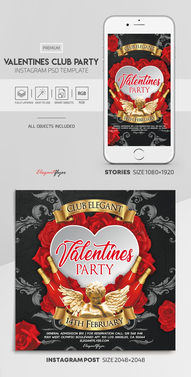 Valentines Club Party Instagram by ElegantFlyer