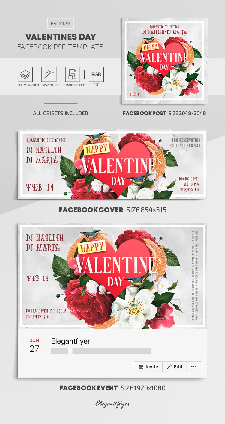 Día de San Valentín en Facebook by ElegantFlyer