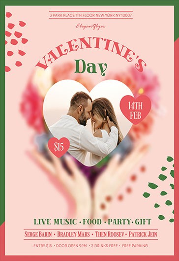 Happy valentines day aesthetic romantic love poster template