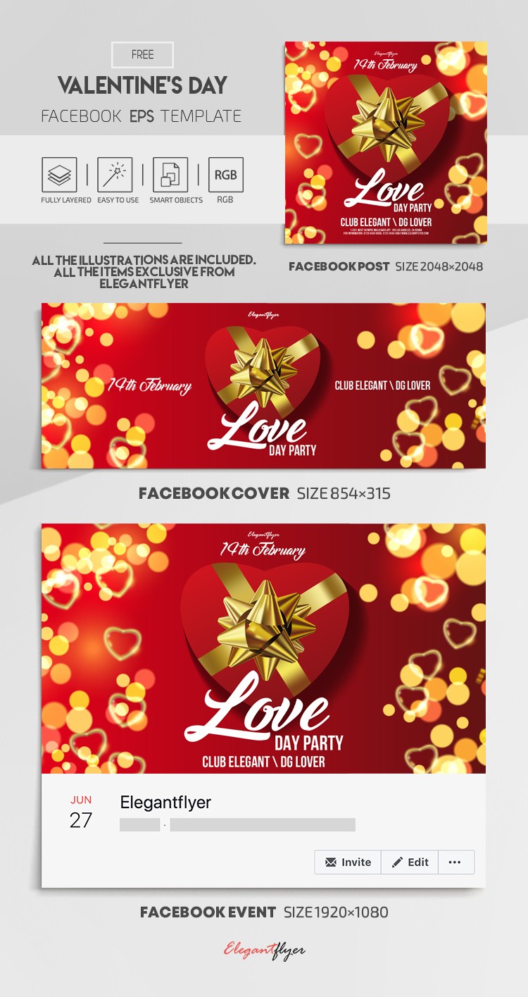 Valentine's Day Facebook EPS by ElegantFlyer