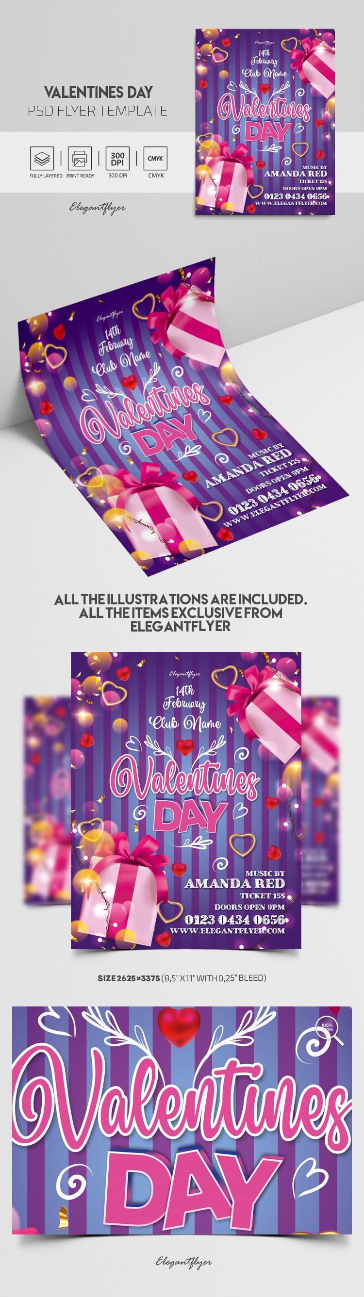 Plakat z okazji Dnia Świętego Walentego by ElegantFlyer