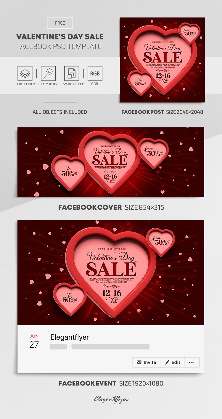 Valentine's Day Sale Facebook by ElegantFlyer