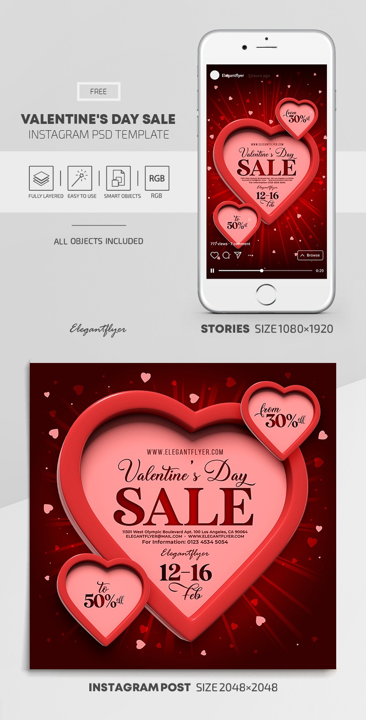 Valentine's Day Sale Instagram by ElegantFlyer