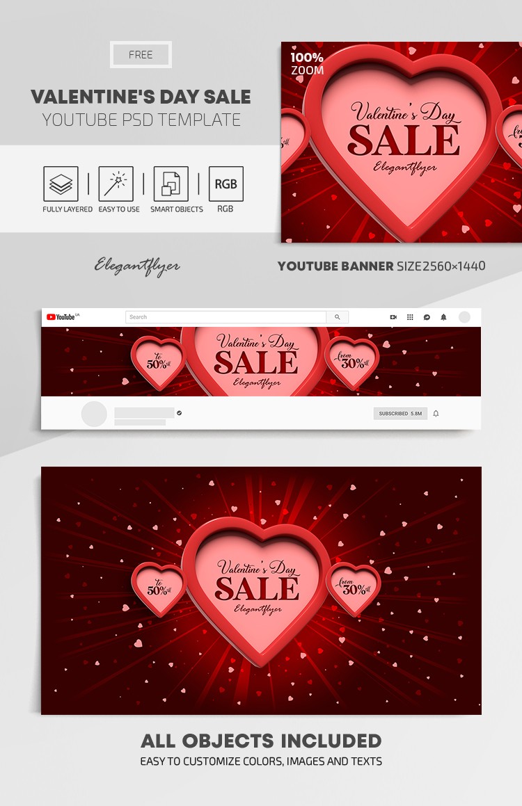 Sprzedaż z okazji Walentynek na YouTube. by ElegantFlyer