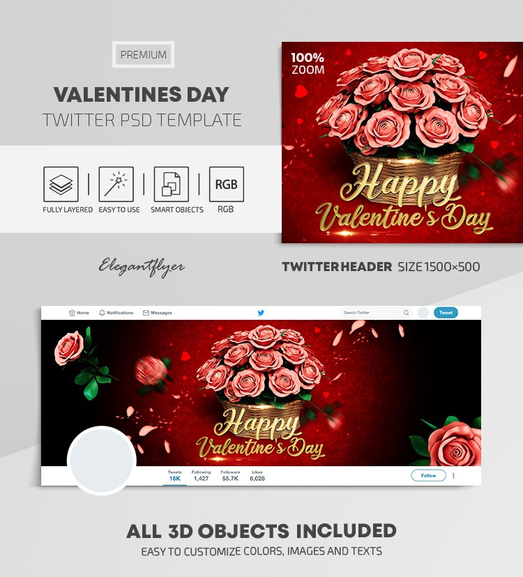 Día de San Valentín en Twitter by ElegantFlyer