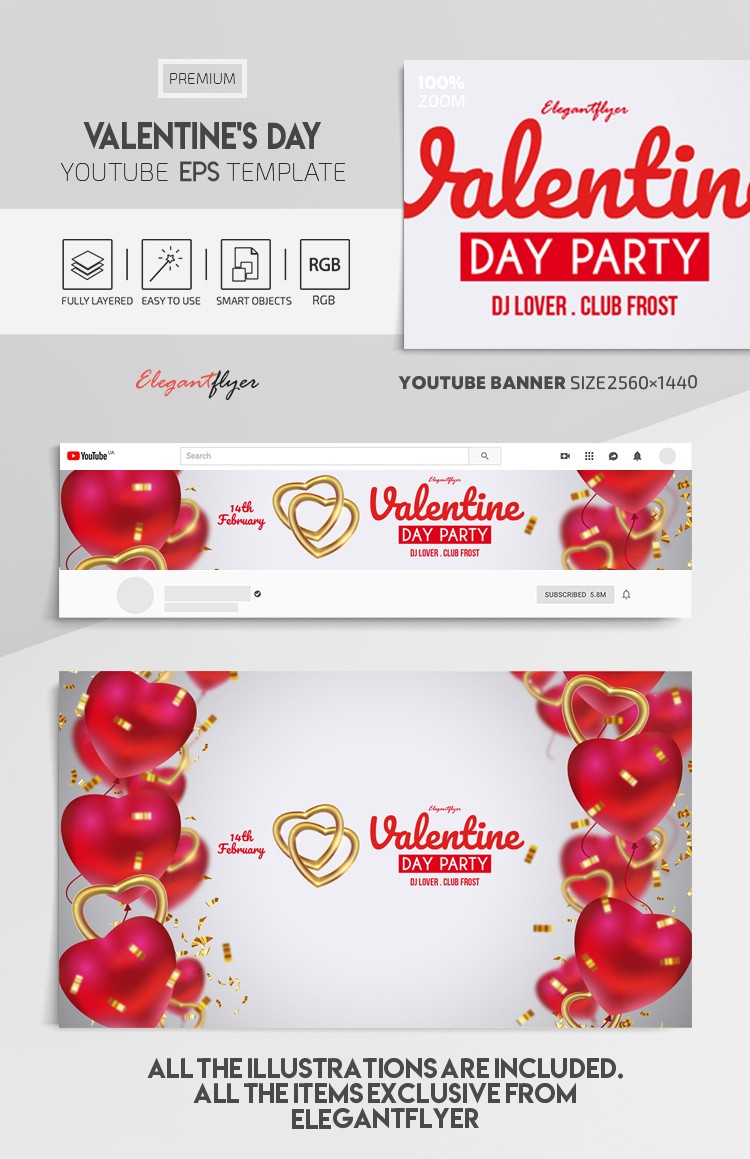 Día de San Valentín Youtube EPS. by ElegantFlyer