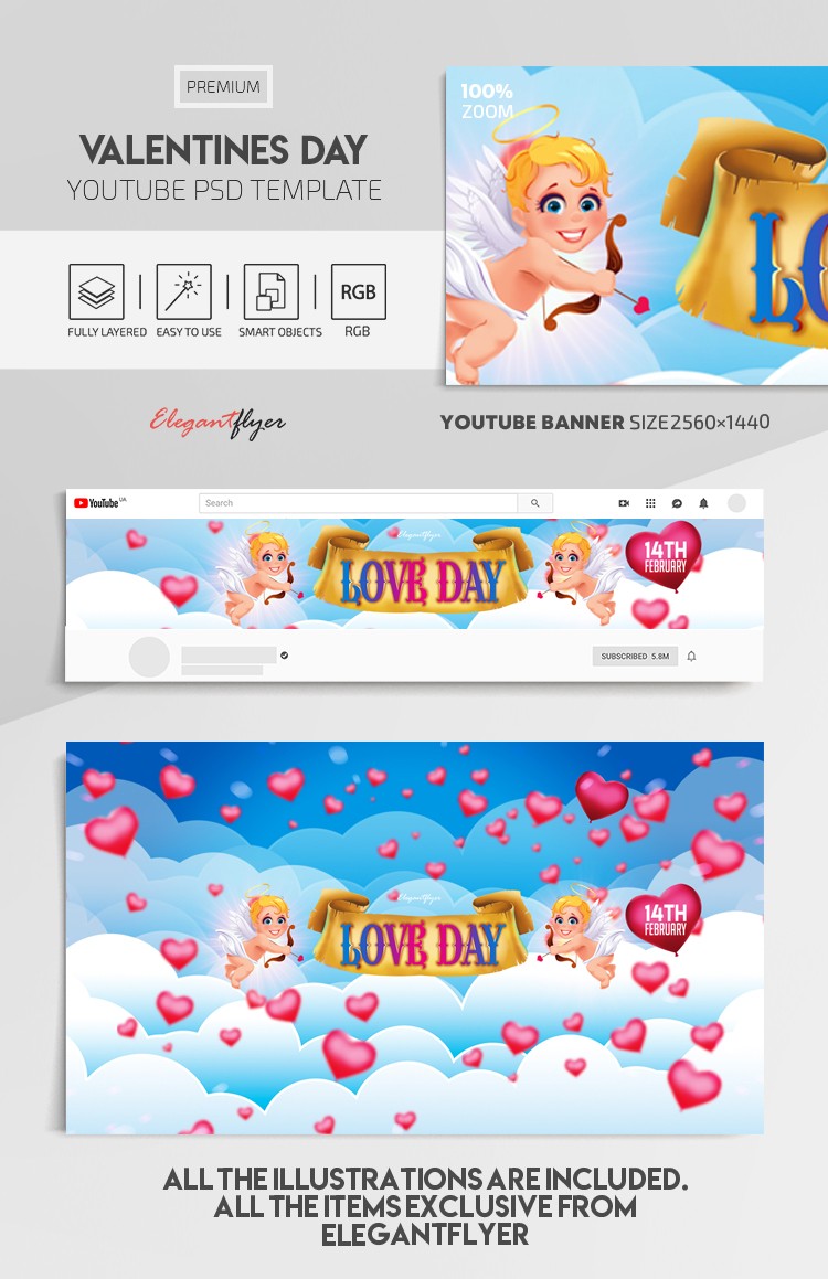 Couverture Youtube pour la Saint-Valentin by ElegantFlyer