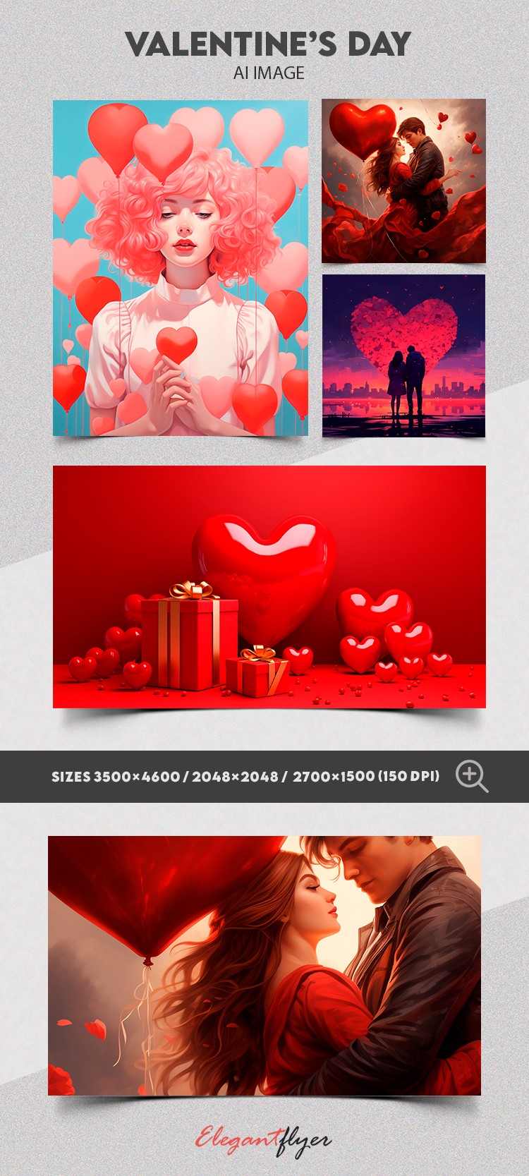 Valentine's Day Set with Hearts by ElegantFlyer