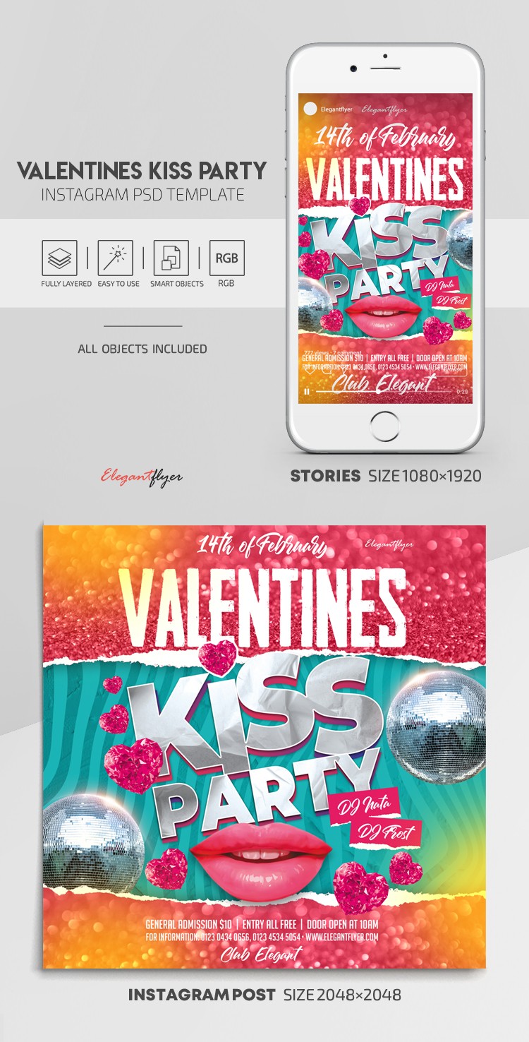 Valentines Kiss Party Instagram by ElegantFlyer