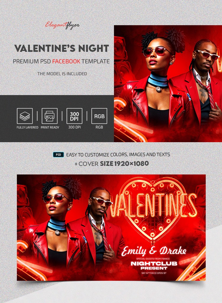 Publicación de San Valentín en Facebook by ElegantFlyer