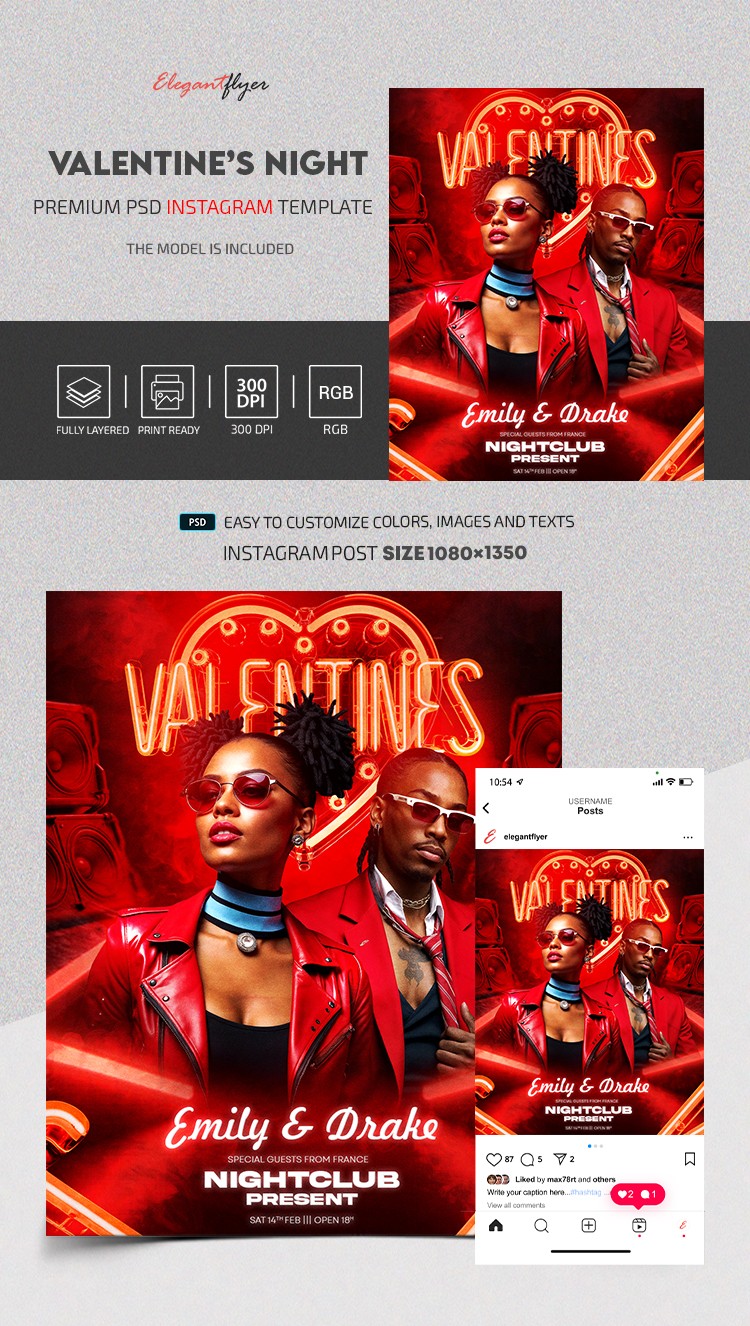 Nuit de la Saint-Valentin Publication Instagram by ElegantFlyer