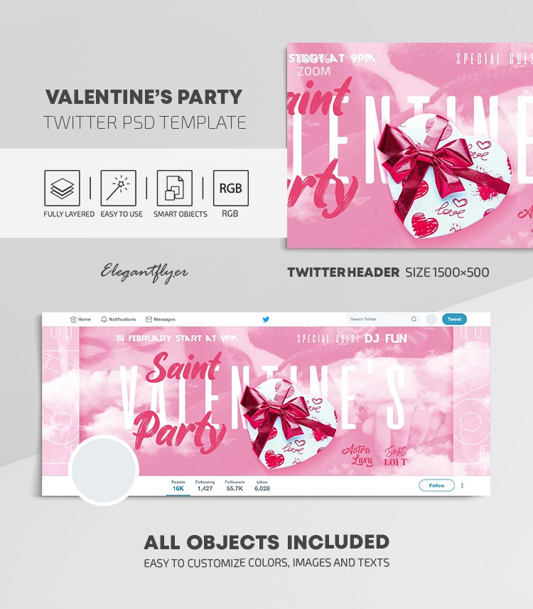 Valentine's Party Twitter by ElegantFlyer