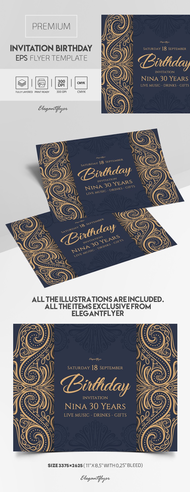 Convite de Aniversário EPS by ElegantFlyer