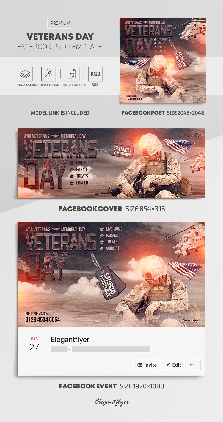 Veterans Day Facebook: Tag der Veteranen auf Facebook by ElegantFlyer